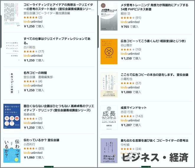 kindle unlimitedビジネス経済ジャンル