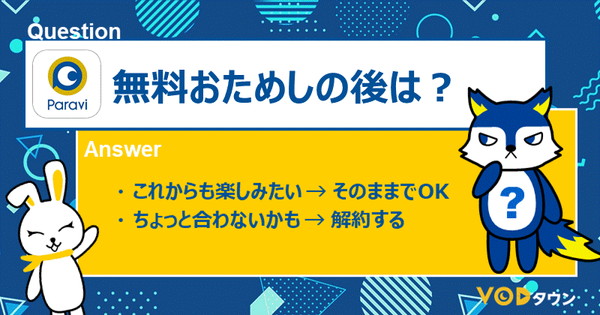 Paravi無料おためしの後は
